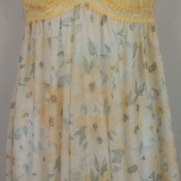 Women's Butter Yellow Lace Floral Babydoll Lingerie Set sz XL - Picture 4 of 11